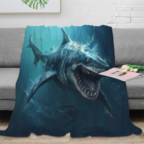 3D Drucken Blanket Hai Wohndecke Microfaser Bequem Und Atmungsaktiv Superweiche Decke Weich Und Warme Für Teens Erwachsene 50x60inch(127x152cm)