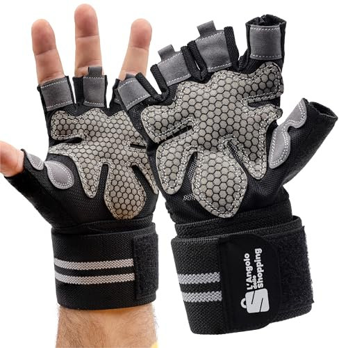 L'ANGOLO DELLO SHOPPING Guanti Palestra Uomo e Donna per Sollevamento Pesi Taglia L - Guanti da Palestra per Maggior Comfort e Presa Antiscivolo - Sicuri e Traspiranti