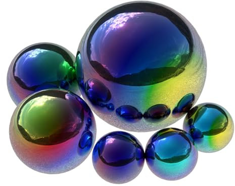 Garneck Sfera a specchio da giardino, 6 pezzi, in acciaio inox, per esterni, riflettente, decorazione da giardino, sfere cave, per stagno, prato e decorazione da giardino