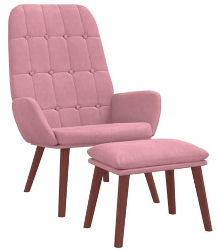 vidaXL Relaxsessel mit Hocker Rosa Samt