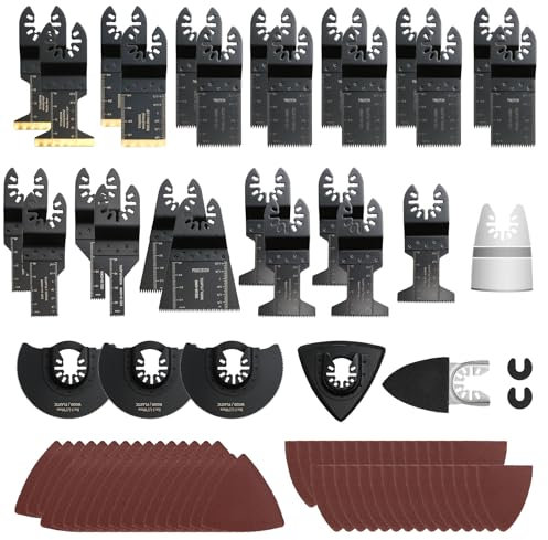 ZYNERY 93 PCS Cuchillas Multiherramienta Oscilante Hojas de Sierra Oscilante para Madera Plástico Metal Universal Accesorios para Herramientas Oscilantes de Corte