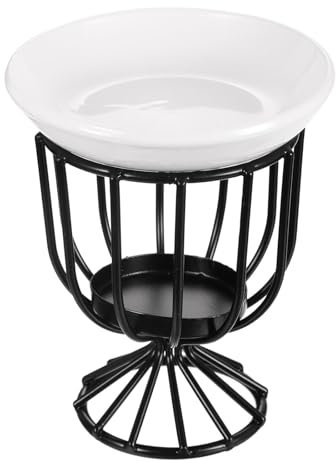 sourcing map Teelichthalter aus Metall, Weinglas, Keramik, Duftlampe, Wachswärmer, Aroma-Diffusor, Ofen, Heimdekoration, Schwarz