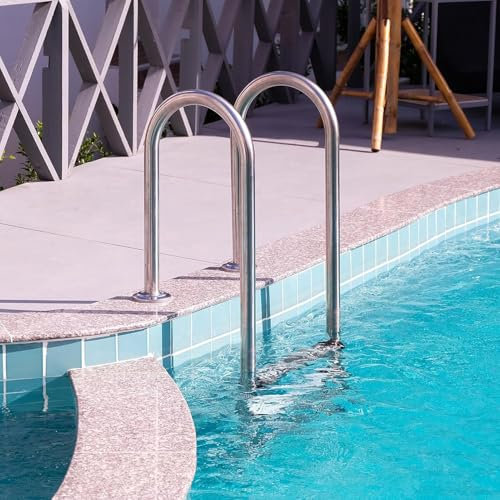 DVTFRUI Escalera Moderna De Acero Inoxidable 304 para Piscinas con 2 Niveles Antideslizante Pasos Piscina De Alta Resistencia para Piscinas Enterradas Montaje Rápido,130cm