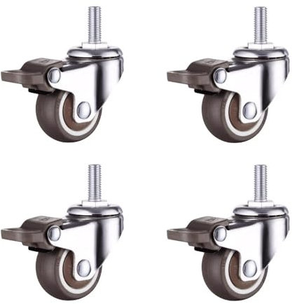 Dijateman Schwerlast Lenkrolle Leise Gewinderollen M10*25mm Universal Möbelrollen mit Bremse Keine Spuren & Leise tragend 60-80kg für Kleingeräte Und Kleinmöbel(Brake)