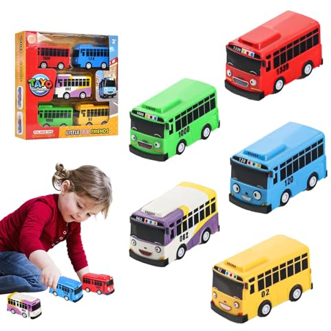 WOUYTPE 5 Pezzi Autobus Giocattolo, Pullman Giocattolo, Cars Macchinine, Adatto per la Decorazione di Feste per Bambini o Come Regalo di Compleanno per Bambini, Senza Batterie Necessarie