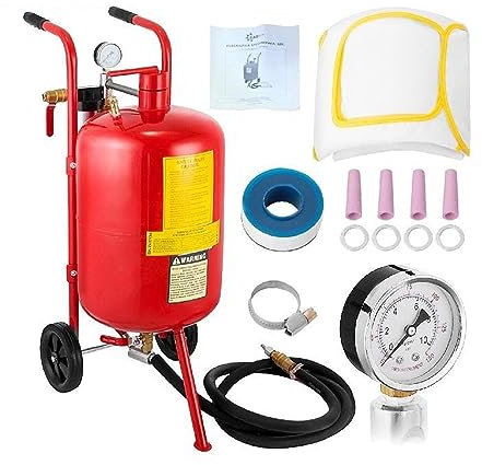 Sand Blaster 10Gal Pot Sandblaster 125 Psi Druck-Sandstrahl-Komplettset for die spezielle Oberflächenbehandlung von Material Elektro-, Garten- und Handwerkzeuge(40L Red)