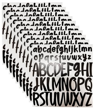 Zayookey 10 Sheets 520 Pcs Black Letter Stickers Alphabet Stickers Self Adhesive Vinyl Letter Sticker Decals for Mailbox DIY Scrapbooking Sign Poster Board Water Bottle Decor (Black)