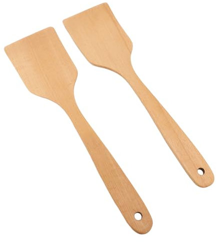 Riuulity Spátula de Madera de Larga Spátula de Asado Plano de Madera de para Cocina, Resistencia Al Calor 2 por Ciento para Madres