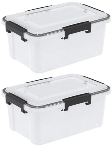 Parlynies Contenitore ermetico in plastica trasparente da 10 l, impilabile, con coperchio sigillato, 2 confezioni