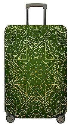 Fasbuy Kofferhülle Kofferschutzhülle, Elastisch Koffer Schutzhülle mit 18 bis 30 Zoll, Waschechter Staubdichte Reise kofferüberzug, Mandala Reisekoffer Trolley Case kofferschutz (Olivgrün,M)