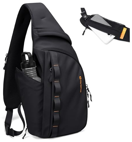GOLF SUPAGS Sac Bandoulière Homme Femme, Sac de Poitrine Léger, Résistant à l'eau Polyvalent Sacs à Dos Porté Travers pour l'extérieur, le cyclisme, les voyages, la Loisirs (Noir)