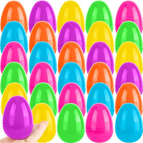 Haconba 30 Pcs 4 inch/ 3 inch Easter Eggs Large Colorful Plastic Fillable Easter Eggs Plastic Egg Empty for Egg Hunt Game Easter Party Favors Supplies(6 Colors (3 Inch))
