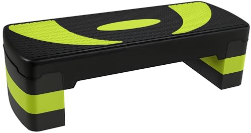 HOMCOM Step de Aeróbic, Step para Fitness Antideslizante con Altura Regulable 3 Niveles de 10/15/20 cm, Tabla Plataforma Stepper para Ejercicio en Casa Gimnasia, Carga 150 kg 80x31x20 cm, Verde