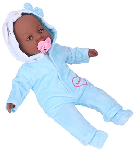 Masyrt 16-Zoll-Reborn-Puppe, Schwarze Hautfarbe, Simulations-Neugeborenen-Babypuppen, Lebensechte Babypuppe, mit Schnuller, Perfekte Größe für Kinderspiele, Fantasievolles und