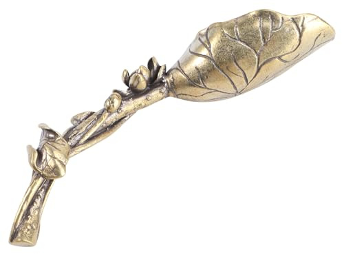 ULTECHNOVO Cuchara de Té de Latón Macizo con Diseño de Loto Pequeña Pala para Infusiones Accesorio Decorativo y Funcional para Hogar Ligera y Fácil de Limpiar