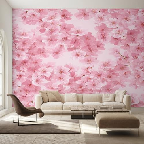 Generico Carta da Parati Fiori di Ciliegio Rosa, 400X280cm, Carta da Parati Tessuto Non Tessuto Fiori Giapponese, Camera da Letto Decorazioni Parete Soggiorno Decorazione Cucina Décor EL&D76