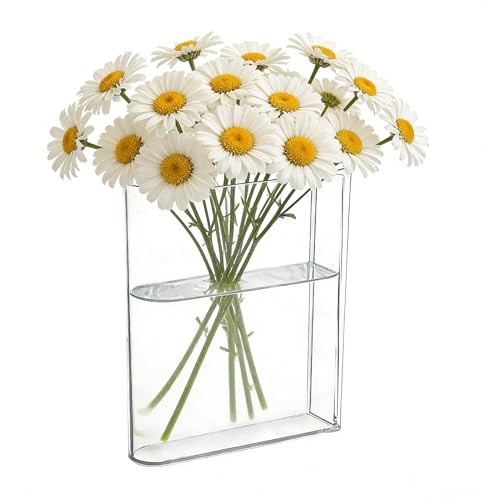 1 vaso da fiori a forma di libro in acrilico trasparente, vaso per fiori, 20 x 15 x 1,5 cm, vaso da fiori per libreria, casa, camera da letto, ufficio, libri, regalo per amanti (trasparente-B)