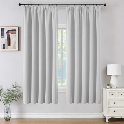 CUCRAF Vorhänge Blickdicht mit Kräuselband 2 Stück H175 x B140 cm Thermovorhang Schallschutz Verdunklungsvorhänge Kälteschutz für Wohnzimmer Kinderzimmer Schlafzimmer Vorhang