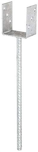 Alberts 214401 Ancre de poteau en U | avec ancrage béton en acier strié | galvanisée à chaud | largeur 91 mm | longueur de l'ancrage béton 400 mm