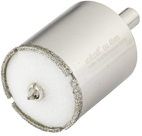 wolfcraft Corona de perforación de diamante Ceramic con broca centradora y vástago I 5928000 I Para instalaciones sanitarias y eléctricas en azulejos y baldosas; profundidad de corte: 45 mm