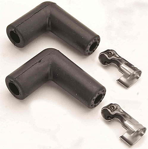 JEGS Spark Plug Boots and Terminals | 90� | Made In USA | Includes (2) Boots And (2) Terminals | Black | Designed For 7mm Or 8mm Ignition Wires | Heat-resistant Silicone