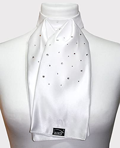 AIKO Plastron - Satin - Weiss - Crystal Sparkle - Rhinestones