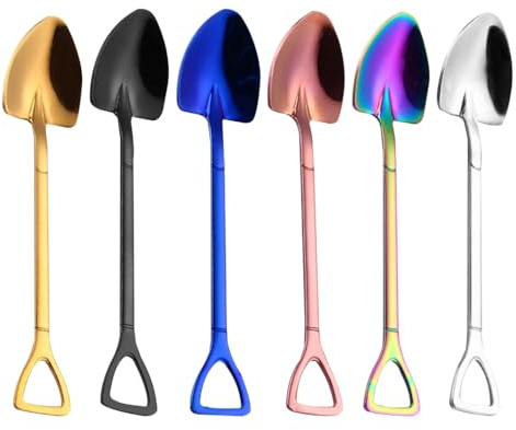 7 PCS Cucchiaini da Caffè Arcobaleno Acciaio Inox Cucchiaini da Dessert Gelato Tèdolce Pala Design Dessert Spoon Rainbow (A Tipo/7 pezzi)