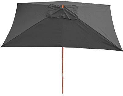 Mendler Sonnenschirm Florida, Gartenschirm Marktschirm, 3x4m Polyester/Holz 6kg - anthrazit