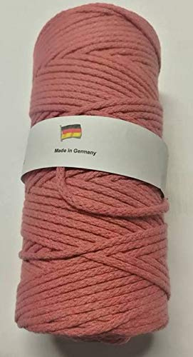 Makrameegarn Makramee Baumwollgarn Bastelgarn Altrosa - 150 Meter 2 mm geflochten