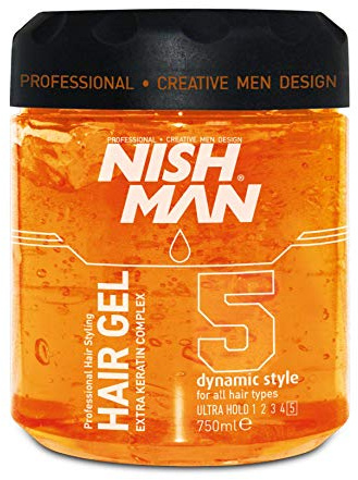 NISHMAN Hair Styling Gel 5 Extra Keratin Complex 750ml – Ultra Starker Halt mit Keratin-Boost für Dynamischen Stil, Langanhaltende Kontrolle und Gesunden Haarlook