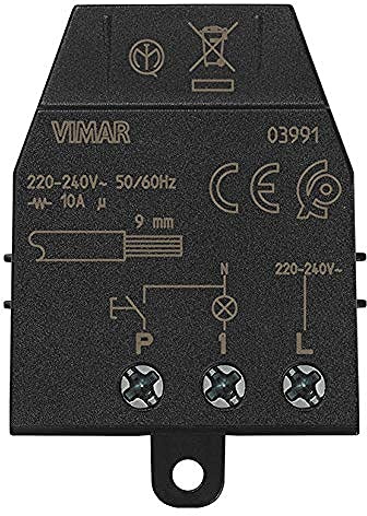 Vimar 03991 Modulo relè magnetico Quid per luci ad impulsi sequenziali ON/OFF, 1 ingresso per pulsante NO, 1 uscita a relè NO 10 A 220-240 V, 50/60 Hz
