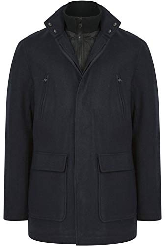 Tokyo Laundry Men's Clayne Tailored Over Coat with Funnel Neck Insert - Navy - S