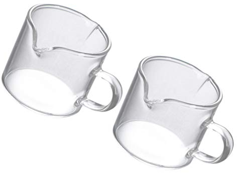 Cabilock 2 Stück Milchkännchen Glaskanne Milchkanne Sahnekanne Sauciere Glas Tasse mit 2 Ausgießer Milchkaffee Tasse Glas Transparent Fett-Trenn-Kanne für Milch Sahne Sauce Kaffee 40ml