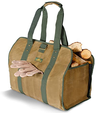 2-in-1 Kaminholzträger, Leinwand Holzträger für Brennholz, Kaminholz-Tragetasche, Leinwand Holzträger für Brennholz, Holztragetasche Kaminholzhalter, Kaminholzträger mit Griff, Holzträger Tote