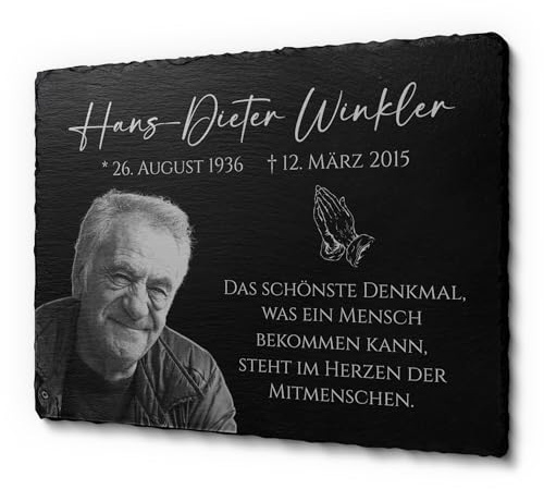 CHRISCK design Gestalte Dein Grabplatte ganz einfach selbst | Gedenkstein mit Laser-Gravur für Menschen | riesen Auswahl an schönen Motiven - 40x30 cm