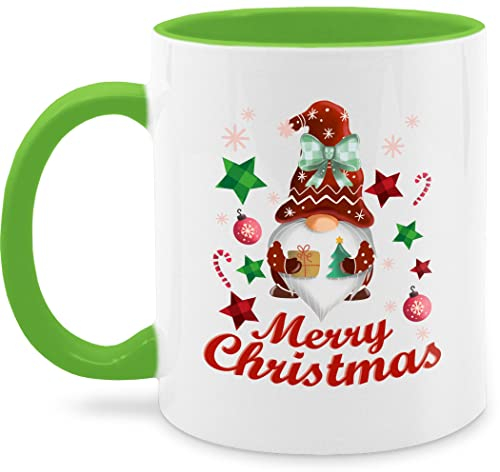 Tasse Tassen 325ml - Weihnachtstasse Weihnachten - Weihnachtlicher Wichtel I Weihnachtsmotiv I Merry Christmas Wichtelmotiv - 325 ml - Hellgrün - weihnachtstassen weihnachtsbecher weihnachts