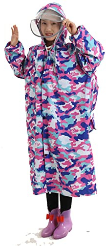Kids Rain Wear, Cartoon Children Toddler Raincoat Jacket Poncho for Boy Girl Children Waterproof Hooded raincoat Raincoat for Outdoor Camping Cycling Purple
