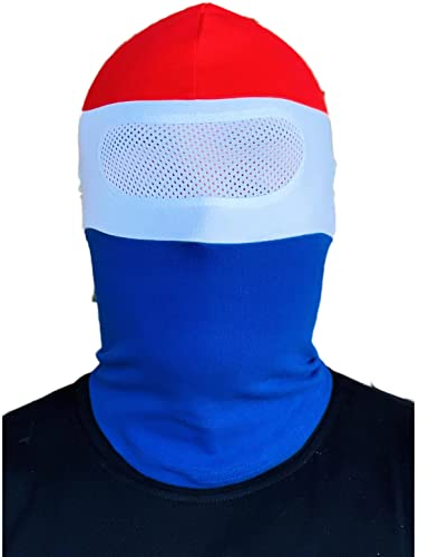 PG Wear Sturmhaube Streifen und Uni viele Farben (rot/weiß/blau mit Netz), S-M
