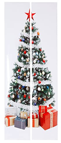 Natudeco Weihnachtsbaum Fensteraufkleber Weihnachts Wandaufkleber festliches Utensil, robust, wiederverwendbar für Party Supermarkt Zubehör Geschäft(Aufkleber für die Weihnachtsbaumtür)