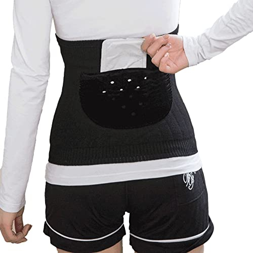 YUPPIE TONE Leibwärmer Kaschmir Nierenwärmer Winter Elastisch Wärmegürtel Rückenwärmer mit 2 Flanell Tasche Schwarz XL