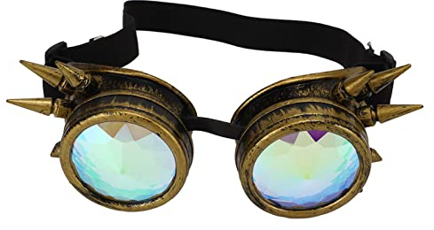 VBESTLIFE steampunk glasögon, retro brons med spänne kalejdoskop effekt rave glasögon karneval tillbehör halloween festdekoration