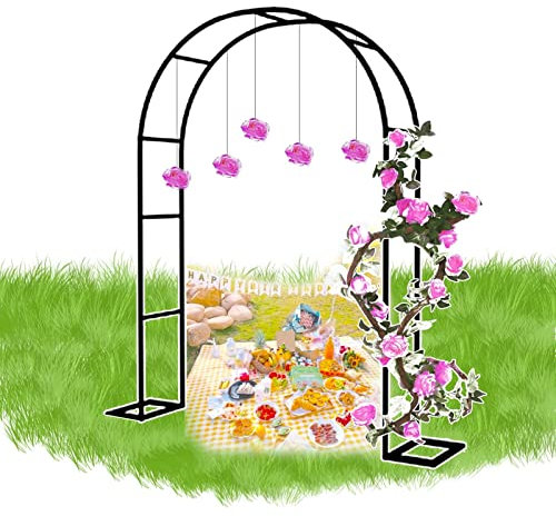 Rosengestell Rankhilfe, Torbogen, Gartenbogen, Robuste und langlebige wetterfeste Bogendekoration für den Garten, Hochzeit, Party, Rasenhintergrunddekoration ( Color : Nero , Size : 80x200x25CM )