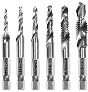 YyDDs Schlangenbohrer 6PCS HSS Sechskantschaft M3 M4 M5 M6 M8 M10 Gewinde Metric Gewindebohrer Set Screw Machine T-itanium Plated Compound Die Hand Tool (Color : Silver, Thread Diameter : 6PCS)