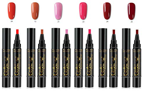 Gel Nagellack Pen 6pcs One Step Nagel Gel Pen 3 in 1 einweichen Verfügbare Nail Art Tools，Trocknung mit UV-Lampe Erforderlich #1 (#3)