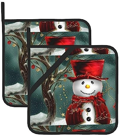 Stück Topflappen, weihnachtlich Bedruckt, quadratische Topflappen mit langlebiger Hitzebeständigkeit zum Grillen, Backen
