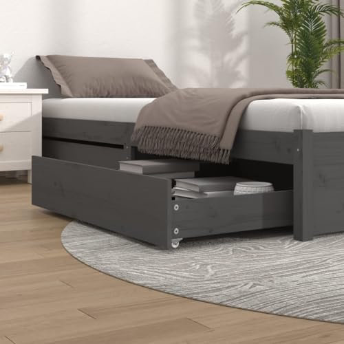 vidaXL Bettschubladen 2 STK. Grau Massivholz Kiefer