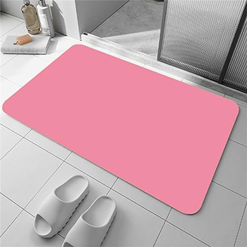 Hinnin Super Absorbierende Badematte Bodenmatte 70x120cm Teppich Läufer Duschvorleger Badematte rutschfest Fußmatten, Schnelltrocknende Badezimmerteppich Fußmatte Dusche, Badewannen Bathroom Mat Pink