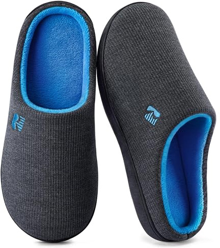 RockDove Men's Original Two-Tone Memory Foam Slipper, 15, Dark Grey/Blue