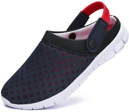 SAGUARO Zuecos para Hombre Mujer Zapatillas de Playa Respirable Ligeras Sandalias Antideslizante para Jardín Río Mar Piscina, Rojo, 43 EU
