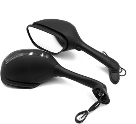 Motorradspiegel LED-Motorrad-Rückspiegel Mit Blinker Motorrad-Rückspiegel Für Suzuki Für GSXR 600 750 1000 Für GSX-R600 Für GSX-R1000 Motorrad Spiegel(Schwarz)
